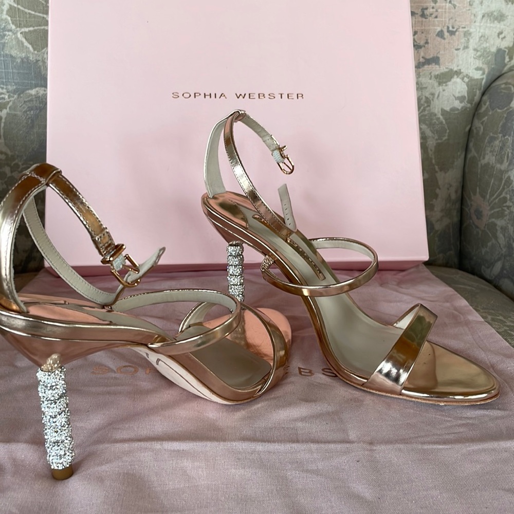 Sophia Webster shoes with Swarovski crystals rose gold